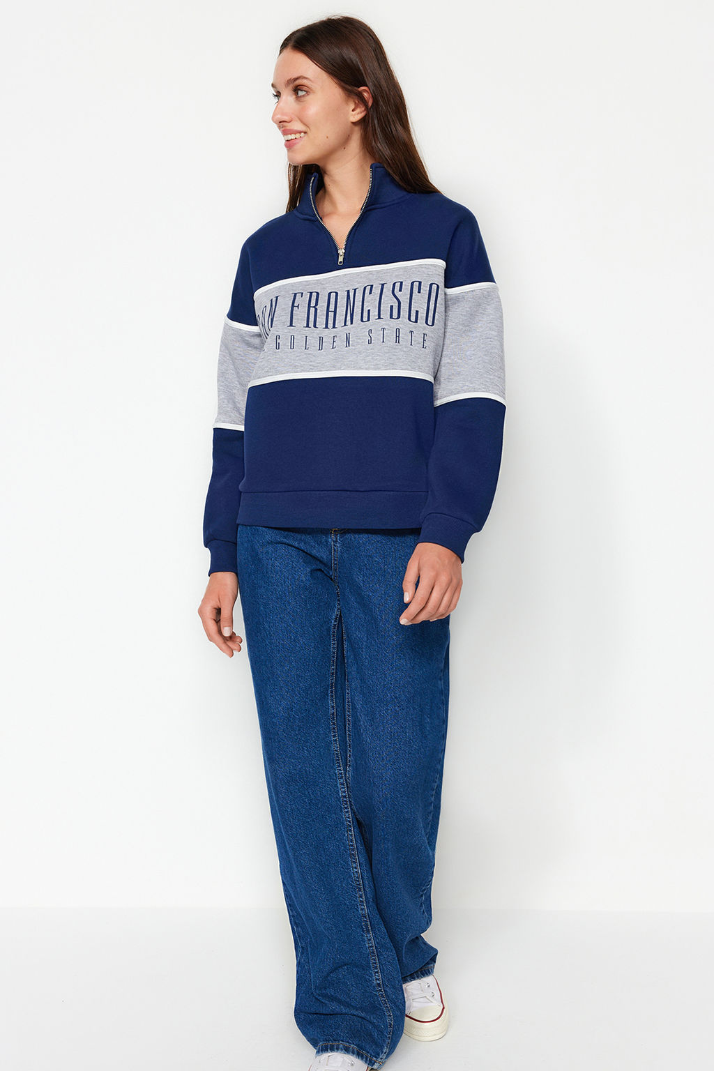 TRENDYOLMILLA Mint Basic Bask?l? Kal?n Ici Polarl? Orme Sweatshirt TWOAW23SW00117  фото 3