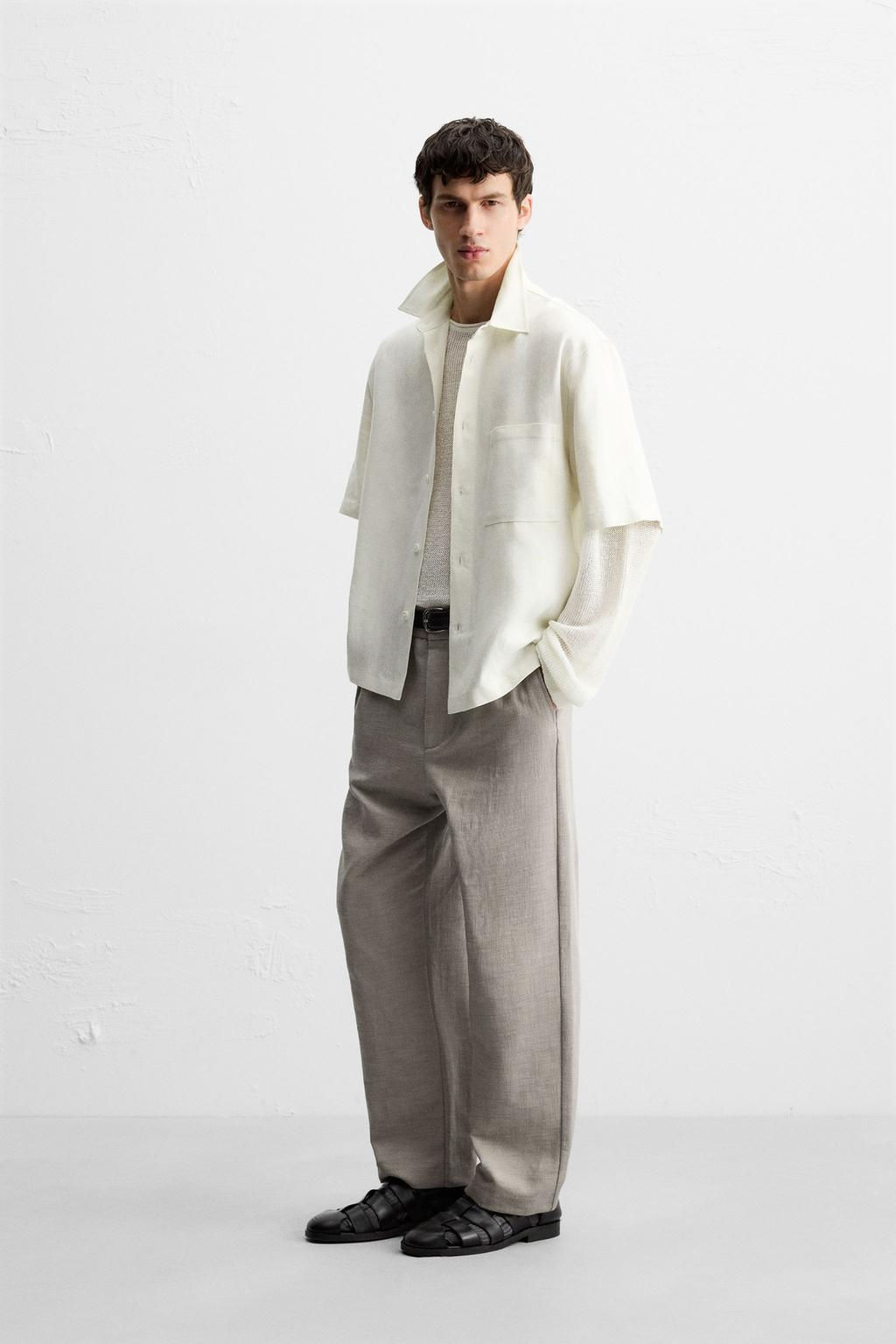 TEXTURED REGULAR FIT TROUSERS - Zara фото 24
