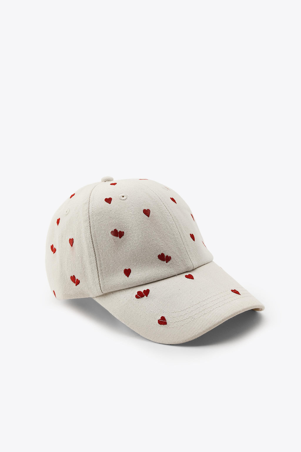 TWILL CAP WITH HEART EMBROIDERY