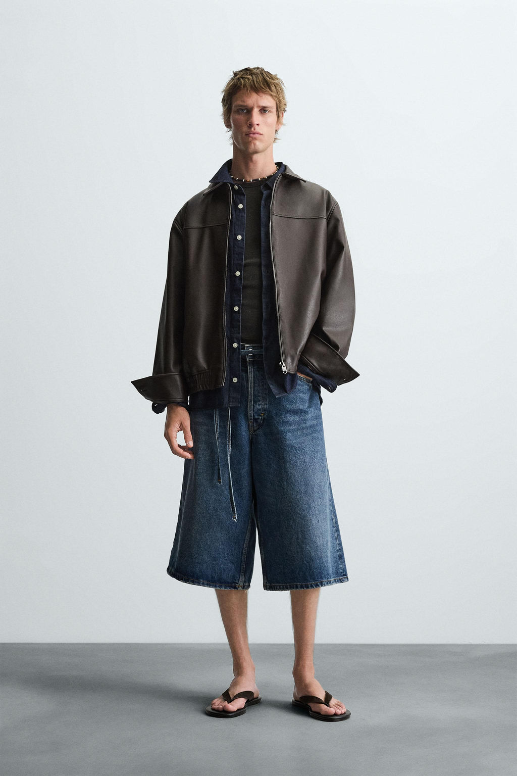 LEATHER EFFECT BOMBER JACKET