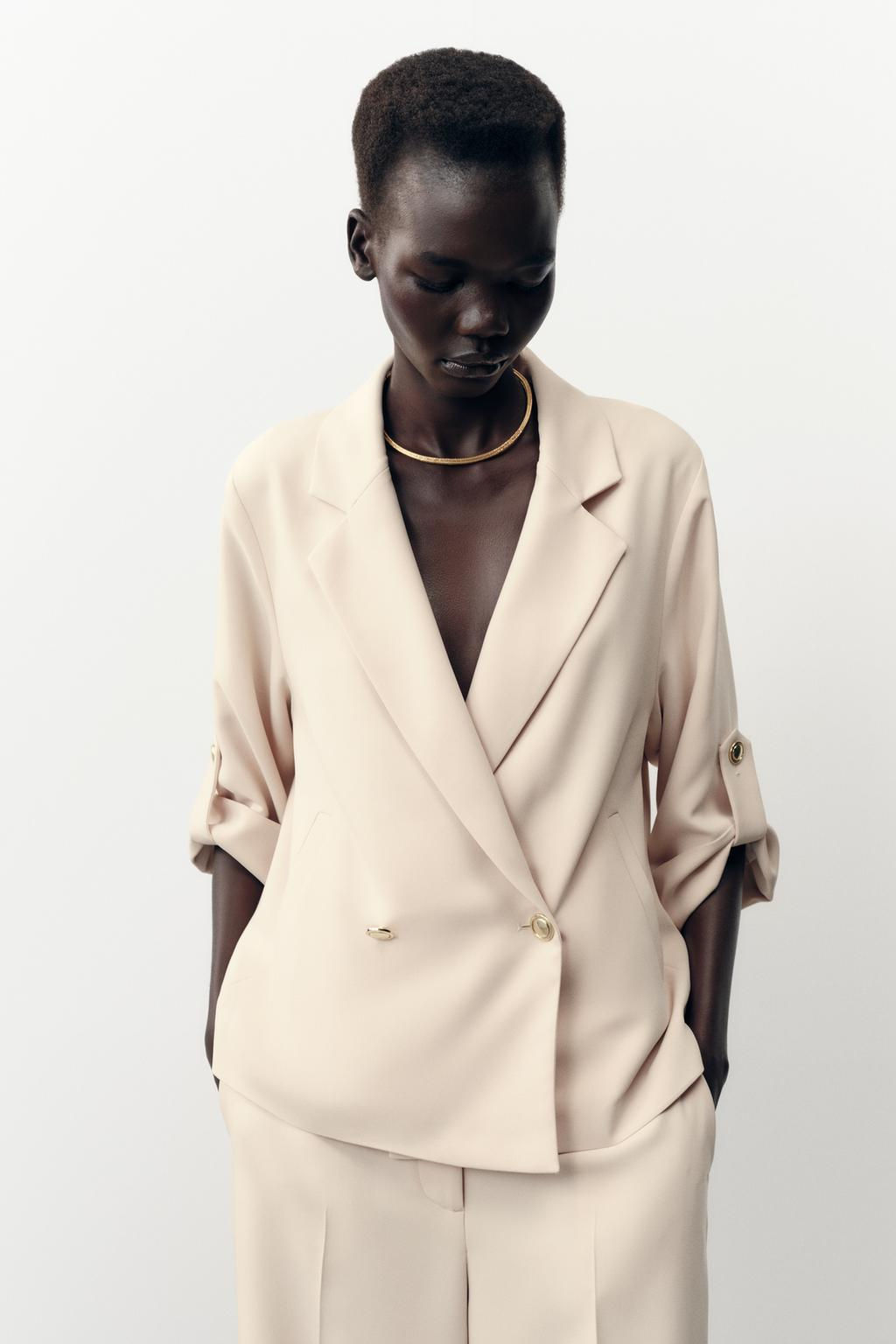 DOUBLE-BREASTED BLAZER WITH ROLLED-UP SLEEVES - Zara фото 2