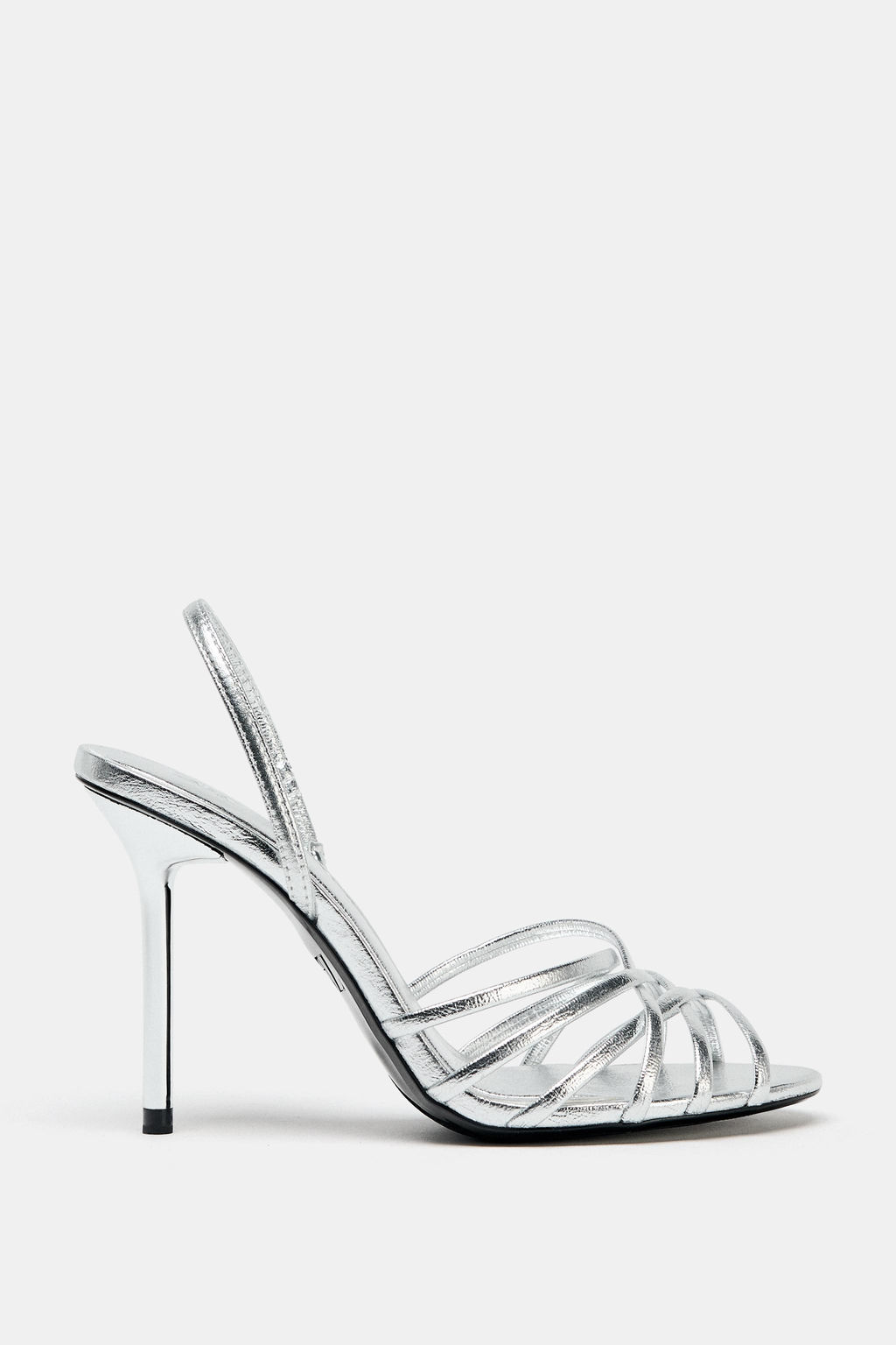 METALLIC-EFFECT HIGH-HEEL SANDALS