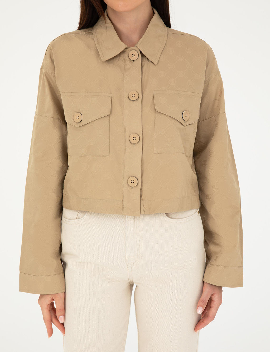 Bej Crop Top Uzun Kollu G_mlek - Pierre cardin фото 5