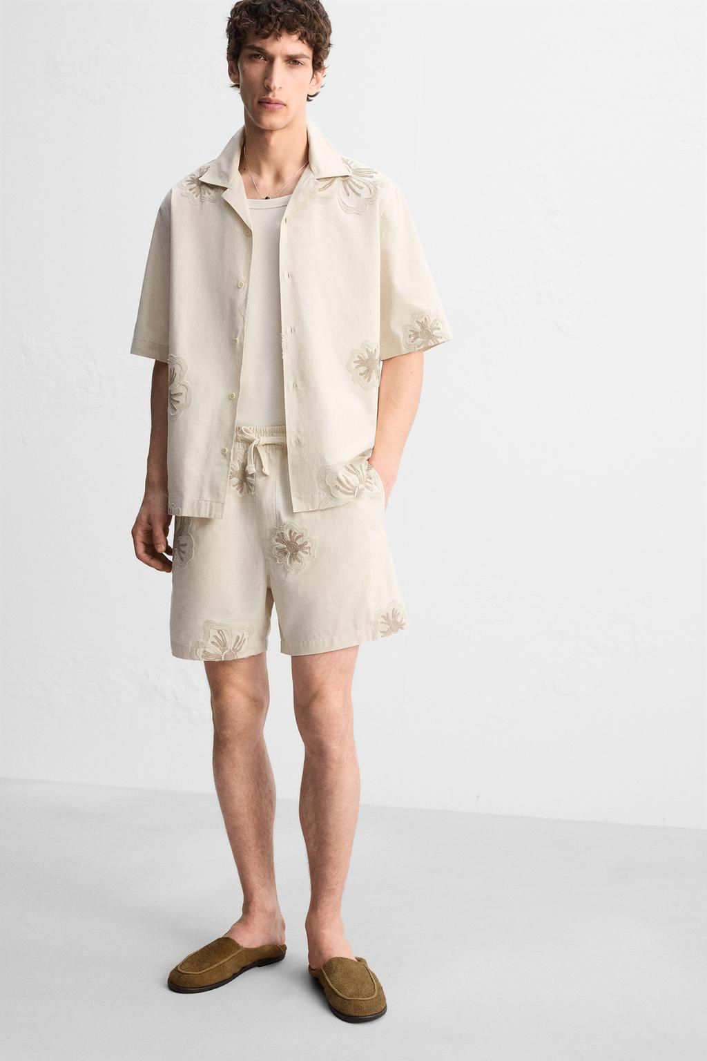 BERMUDA SHORTS WITH FLORAL EMBROIDERY - Zara фото 6