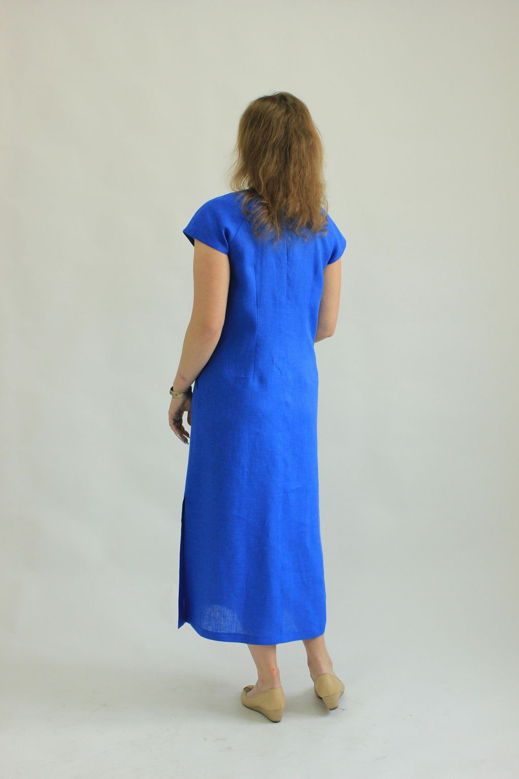 100% ЛЁН Платье С ДЕКОРАТИВНОЙ ОТСТРОЧКОЙ - Елецкие узоры фото 2