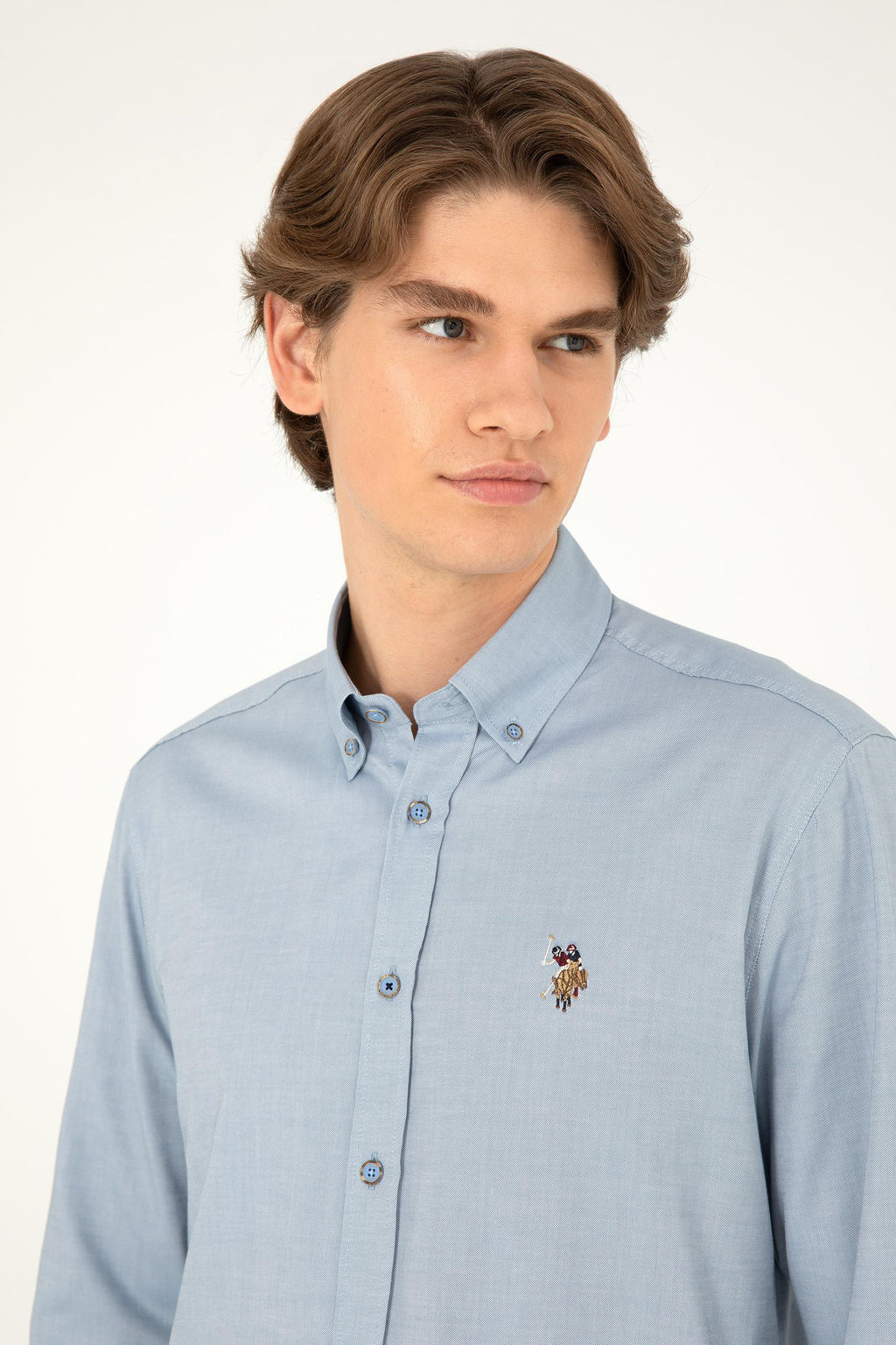 Мужская темно-синяя базовая рубашка с длинным рукавом Неожиданная скидка в корзине - U.s. polo assn фото 2