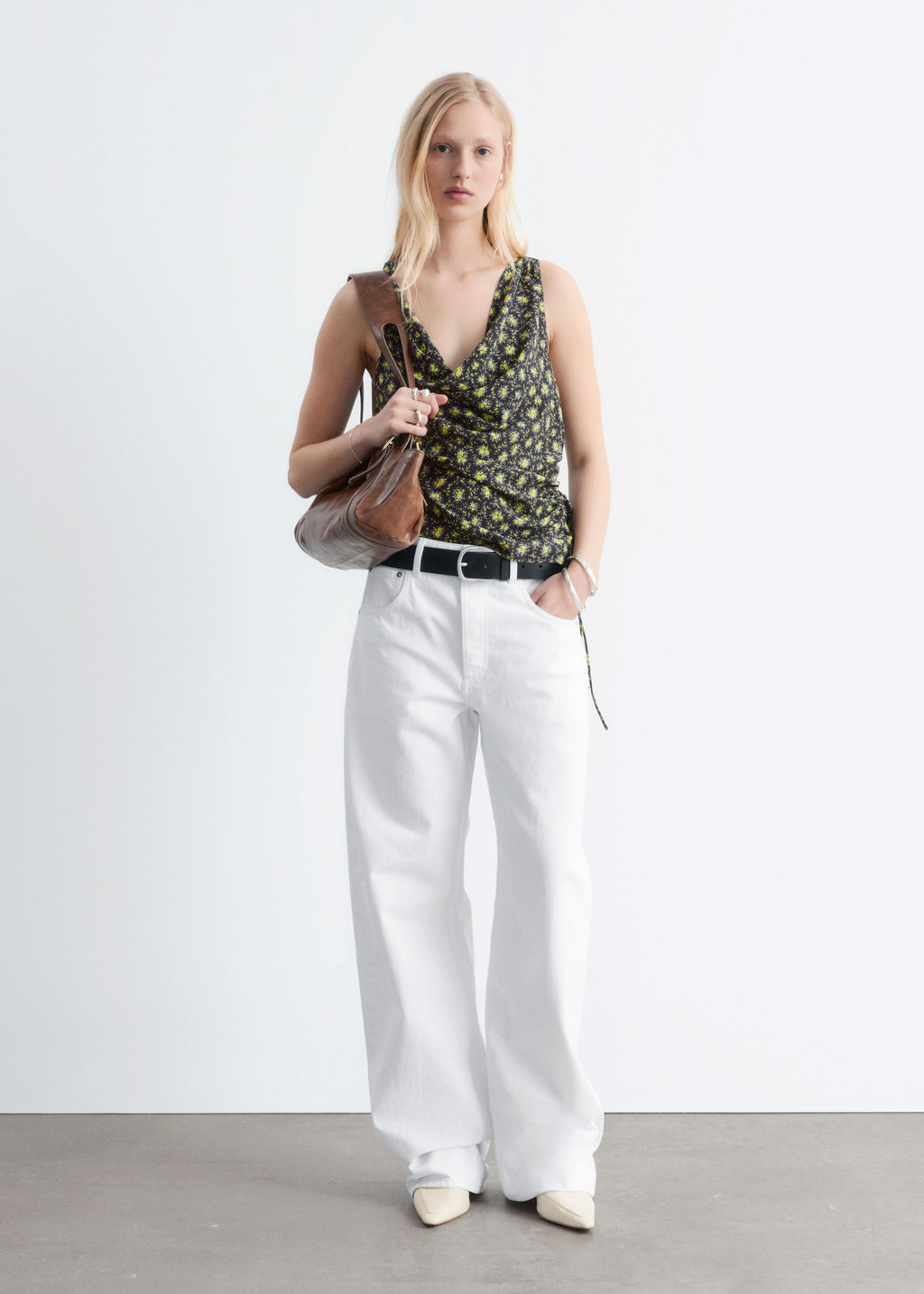 Top con cuello chal y cord?n de ajuste - H&m фото 13