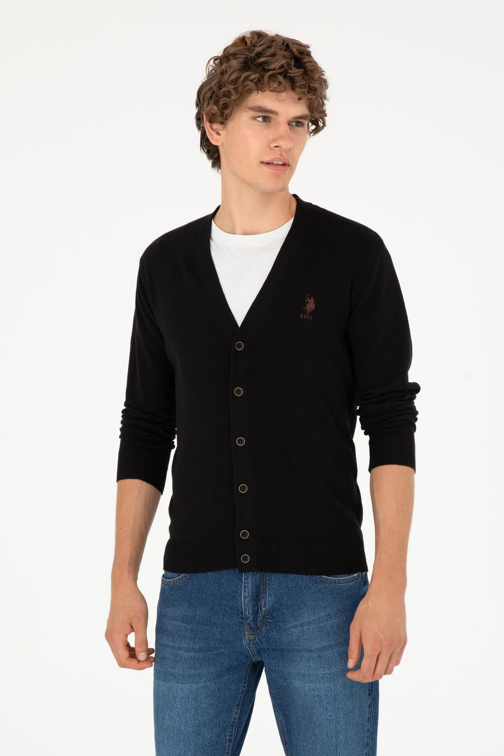 Мужской черный базовый трикотажный кардиган Неожиданная скидка в корзине - U.s. polo assn фото 8