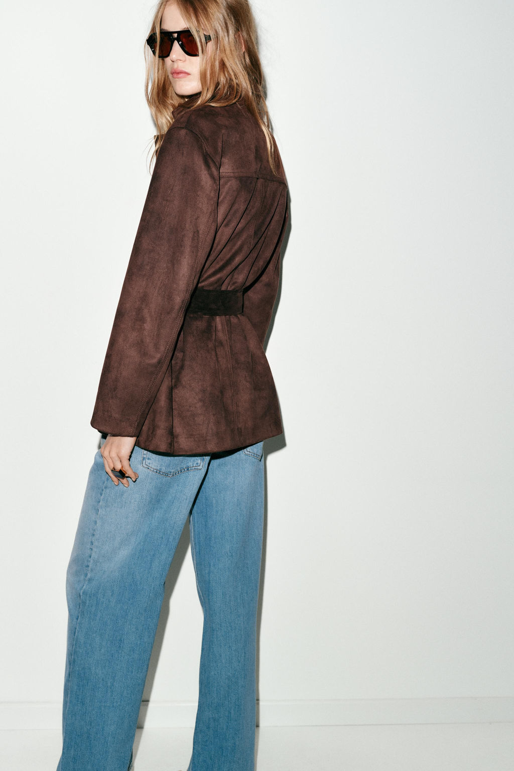 FAUX SUEDE JACKET WITH BELT - Zara фото 13