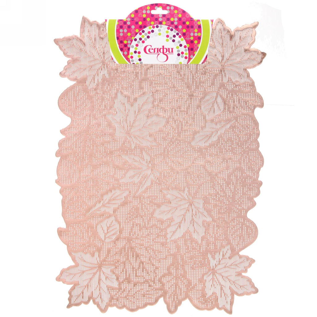 Цена за 3 шт. Салфетка на стол 30*45см "Кленовый лист" розовое золото