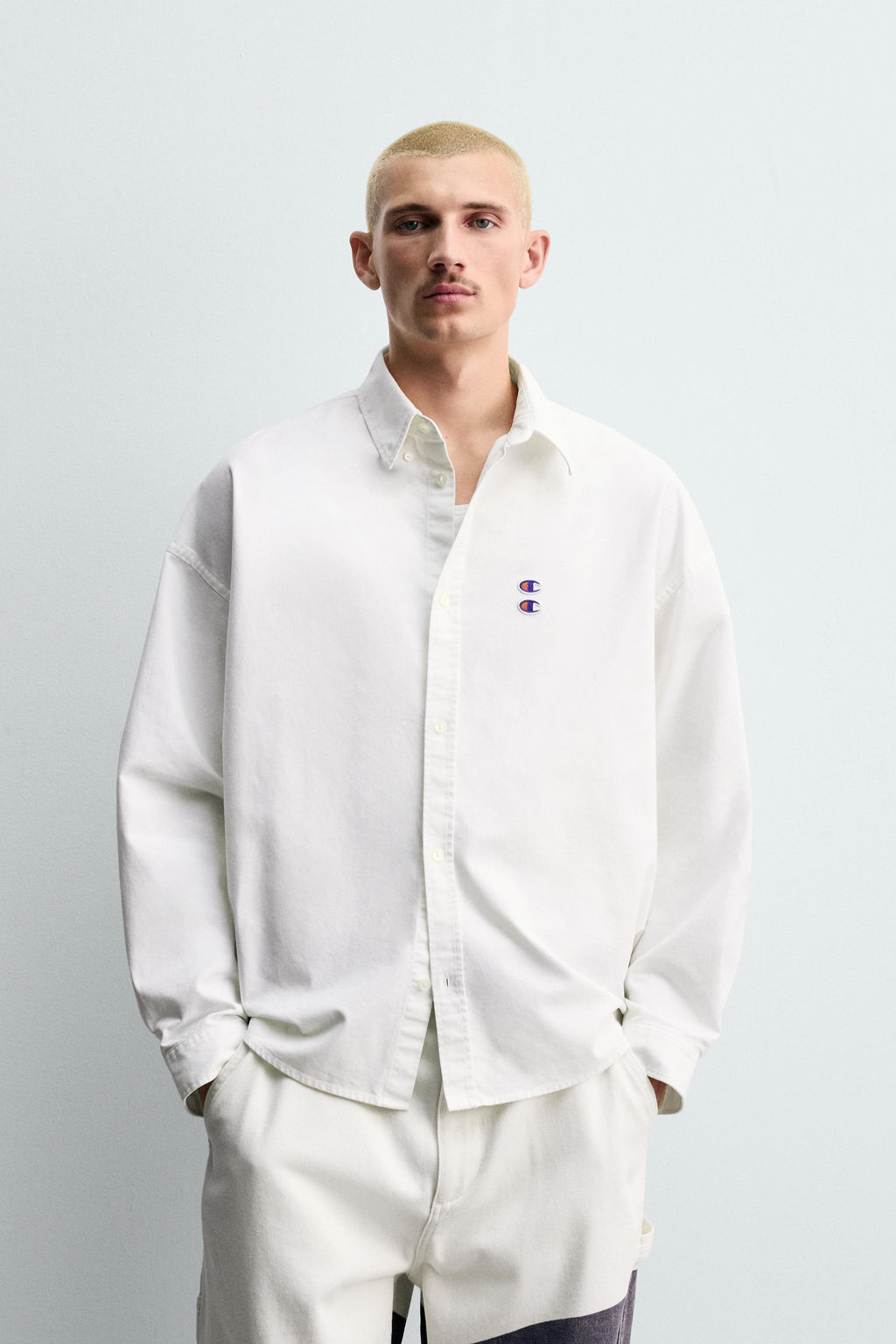 CHAMPION ® X ZARA OXFORD SHIRT WITH PATCHES  фото 10