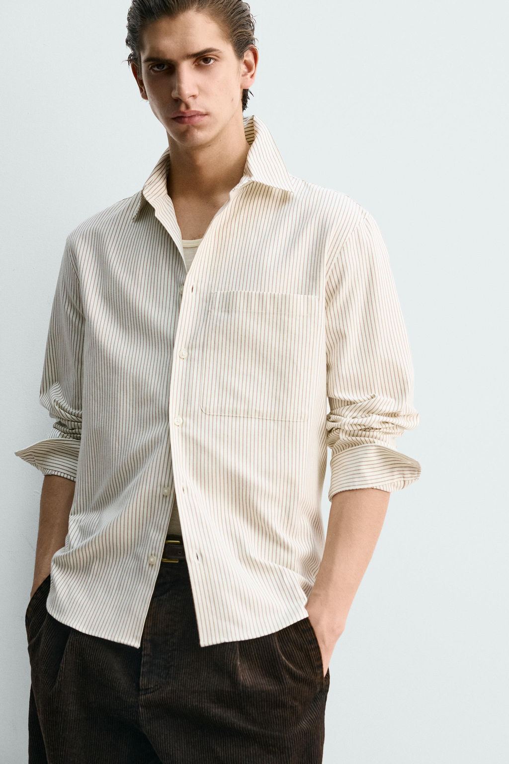 STRIPED TEXTURED OXFORD SHIRT - Zara фото 6