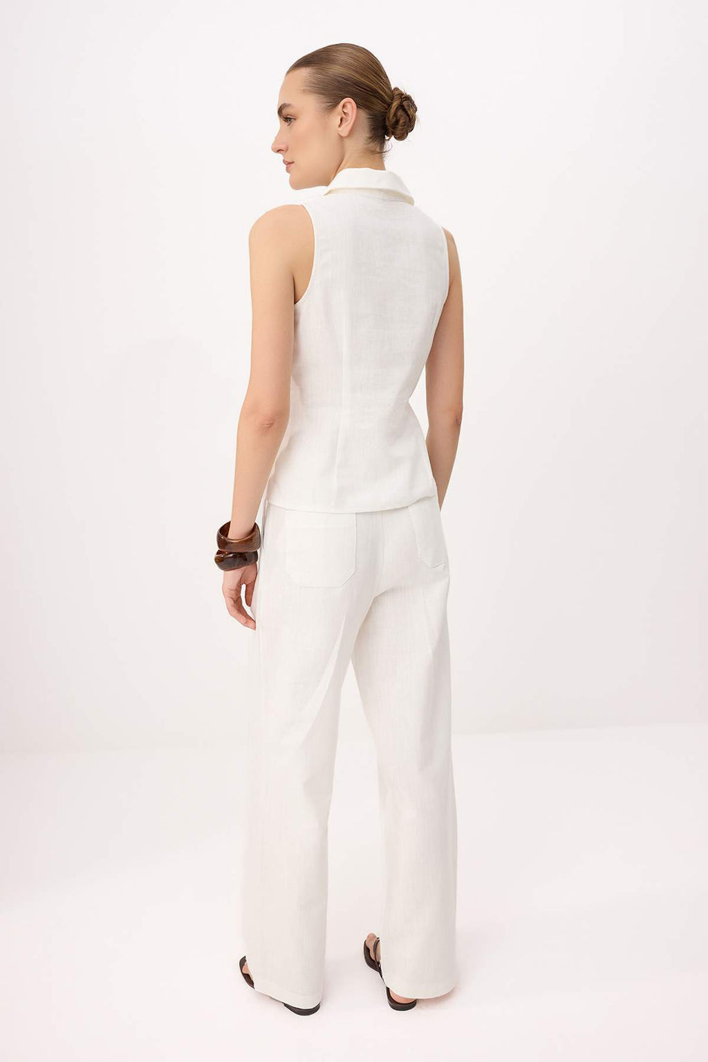 Lacivert Keten Gorunumlu Yelek Pantolon Dokuma Alt - Ust Tak?m TWOSS26AU00104 - Trendyolmilla фото 9