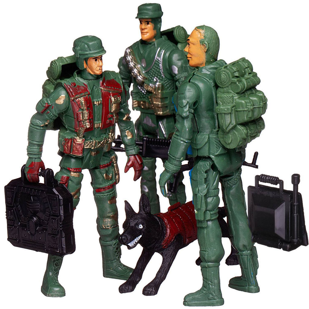 Игровой набор Abtoys Боевая сила Три солдата с собакой, экипировкой и оружием фото 4