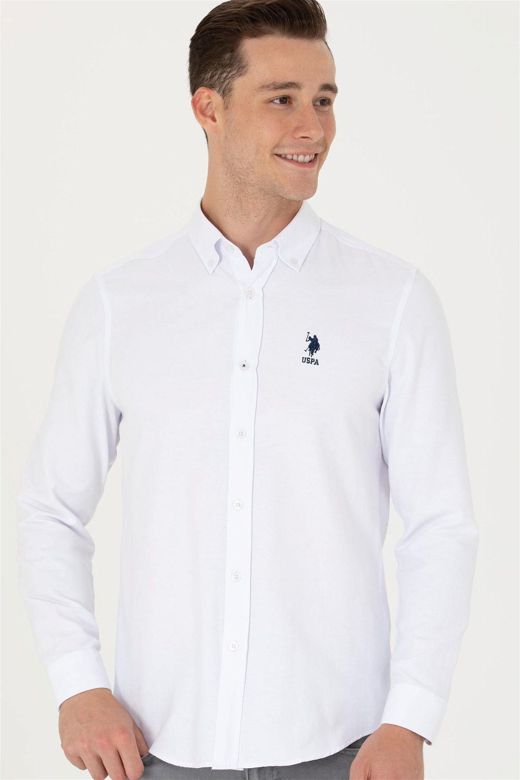 U. S. Polo Assn Мужская белая базовая рубашка с длинным рукавом - U.s. polo assn фото 11