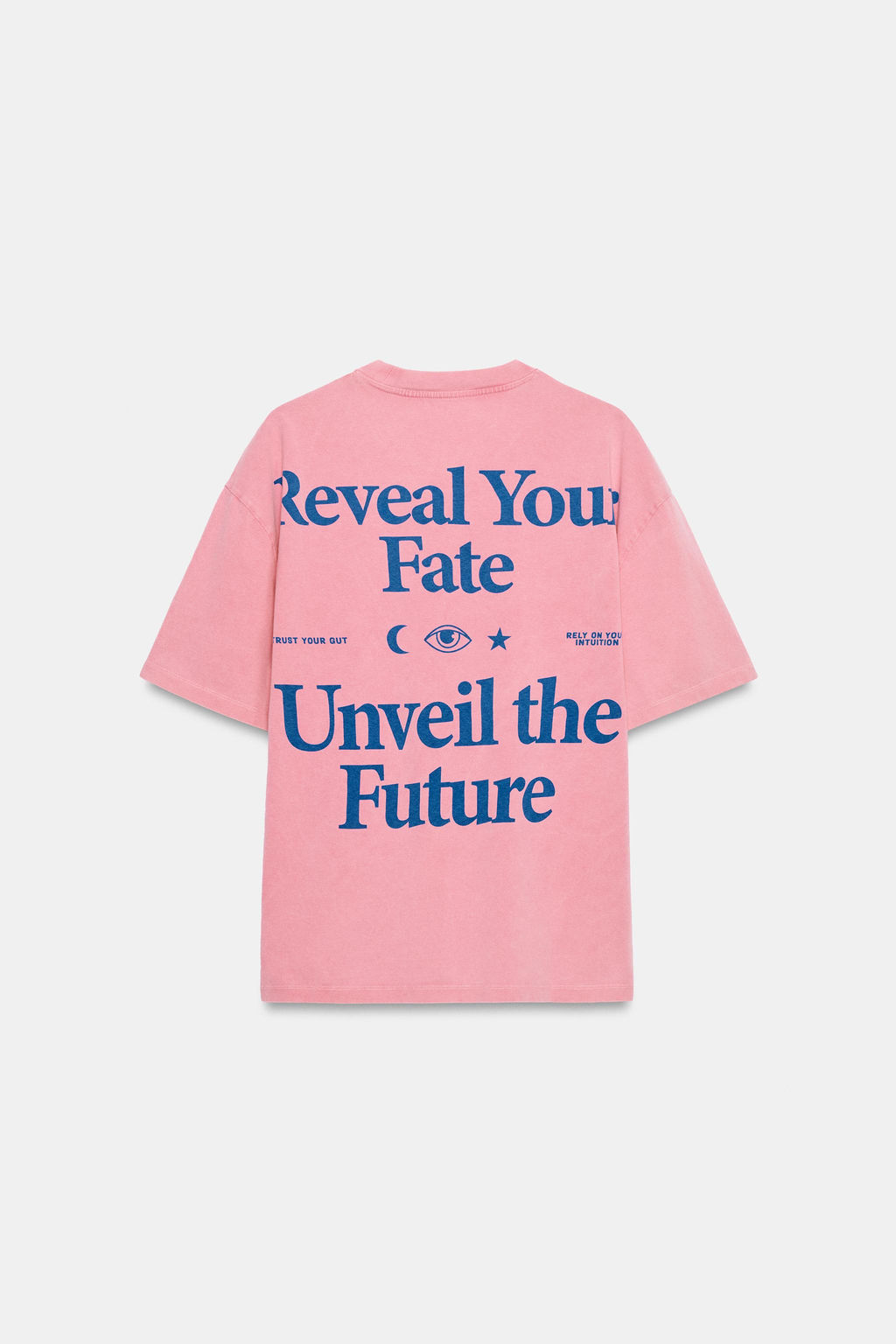 CAMISETA EFECTO LAVADO TEXTO / Rosa
