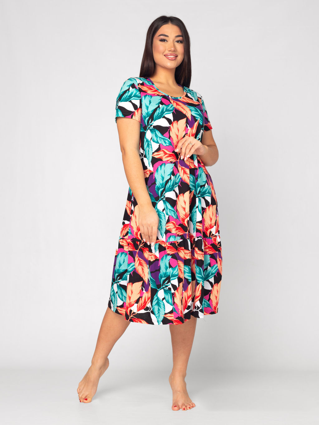 Платье женское кулирка "АГНИЯ" ЛИСТЬЯ