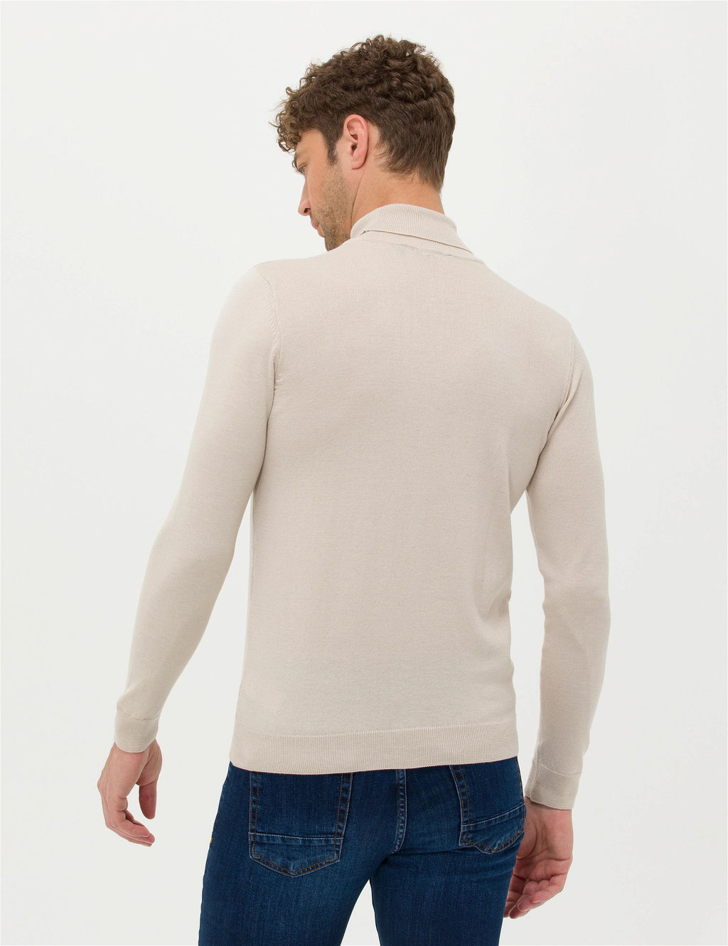 Kum Melanj Slim Fit Bal_k__ Yaka Basic Triko Kazak - Pierre cardin фото 5