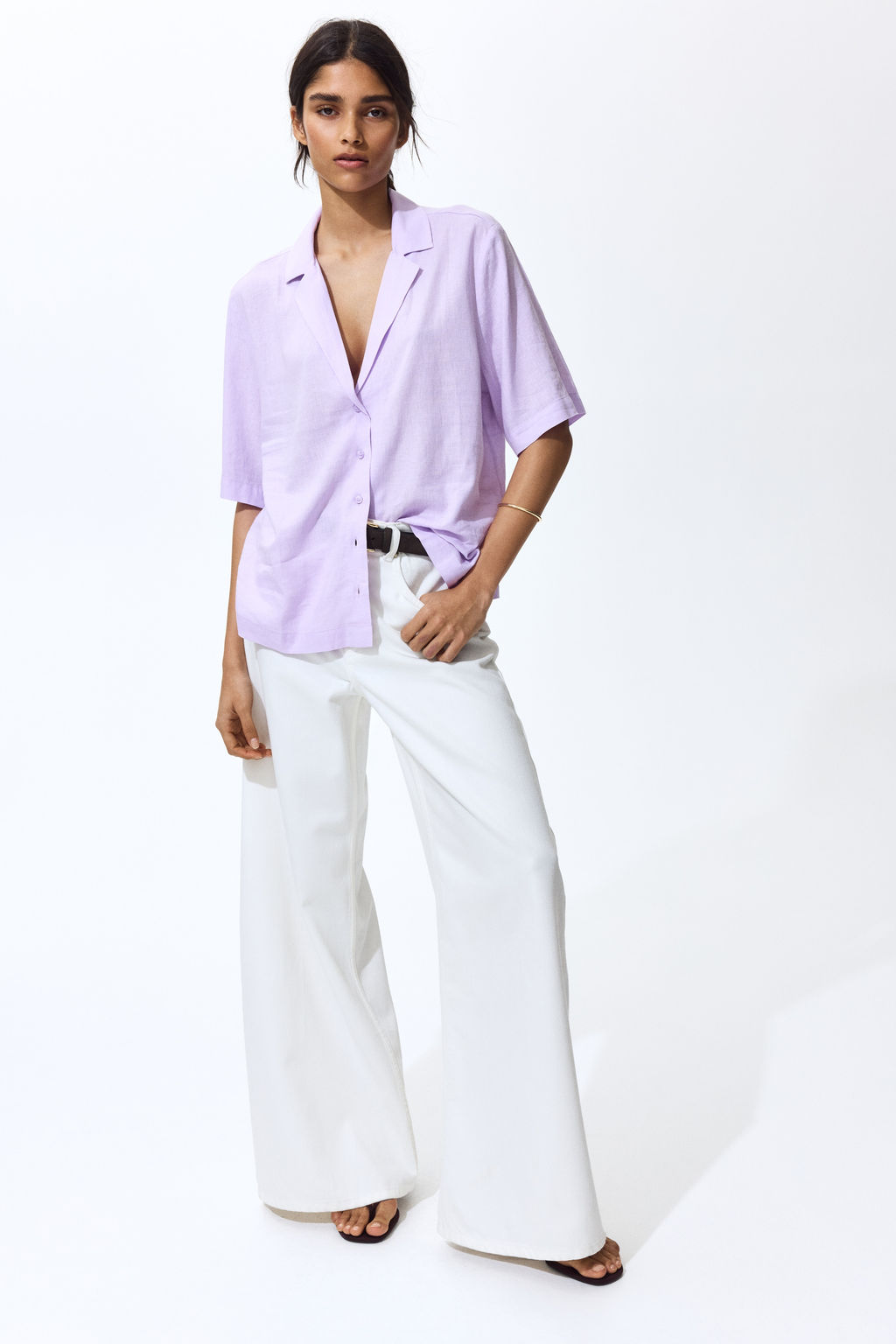 Camisa resort en mezcla de lino - H&m фото 5