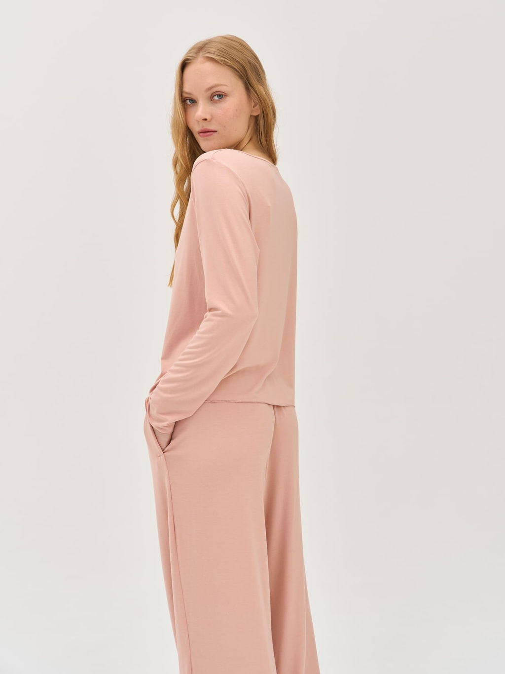 Лонгслив домашний "Персик" женский