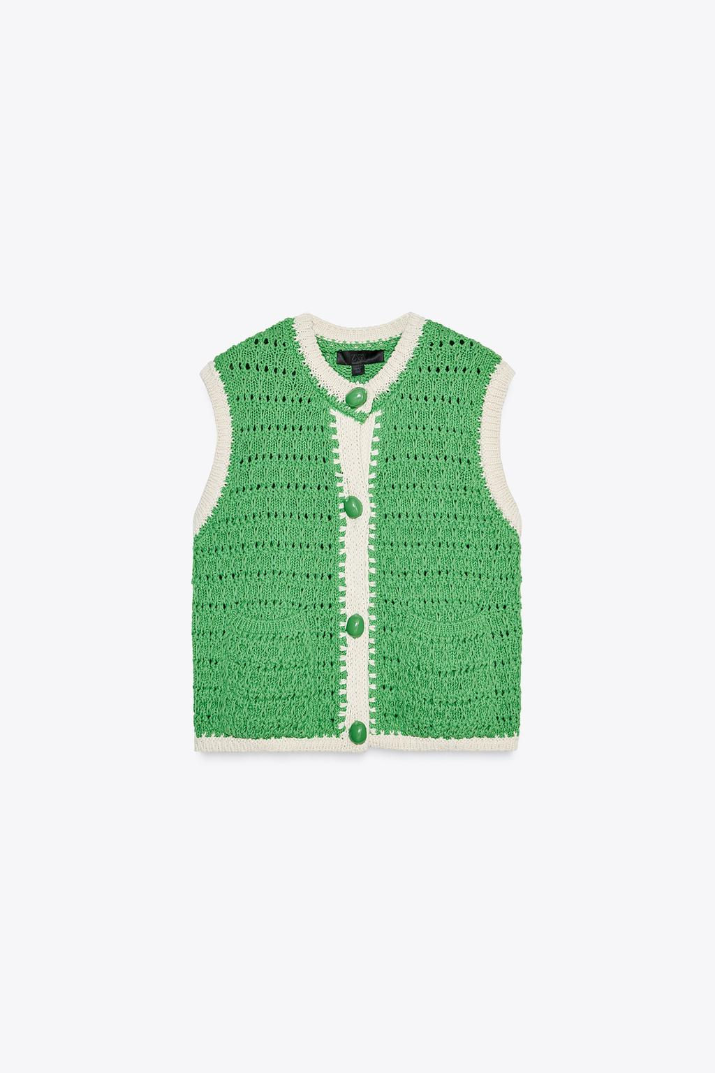 OVERSIZED BUTTON KNITTED WAISTCOAT TOP - Zara фото 9
