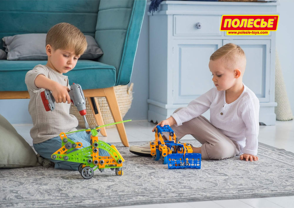 Конструктор Изобретатель - Трактор-погрузчик №1 (142 элемента) + шуруповёрт (в контейнере) - Полесье фото 7