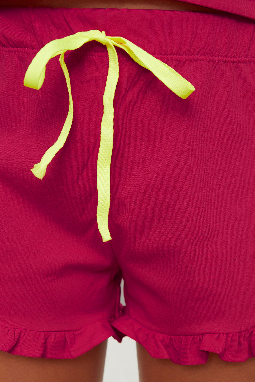 Trendyolmilla Fusya %100 Pamuklu Nak?sl? F?rf?r Detayl? Sortlu Orme Pijama Tak?m? THMSS20PT0165  фото 13