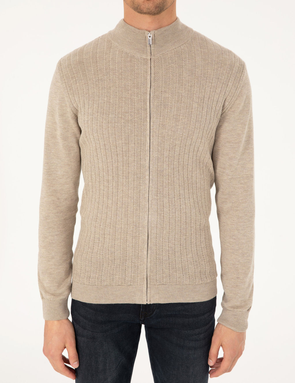 Kum Melanj Slim Fit Fermuarl_ Triko H_rka