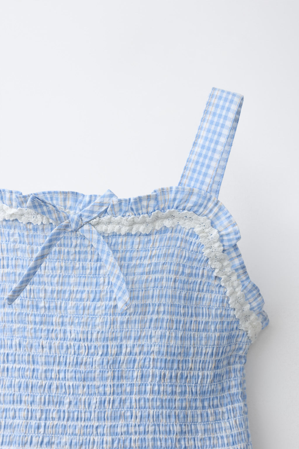 TOP GOMAS CUADRO VICHY / Azul / Blanco - Zara фото 3