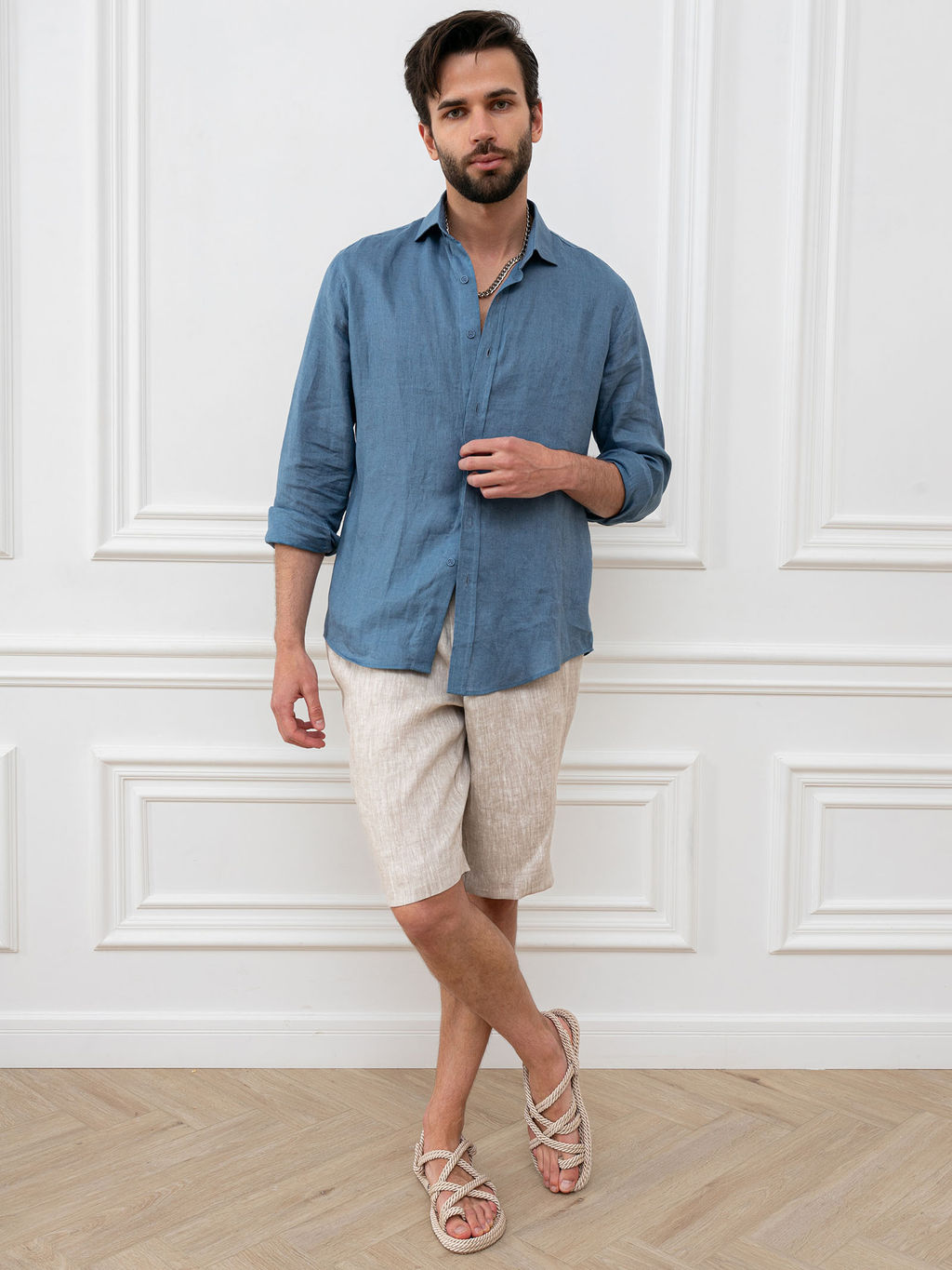 Шорты мужские Лен Графит - Modamica фото 10