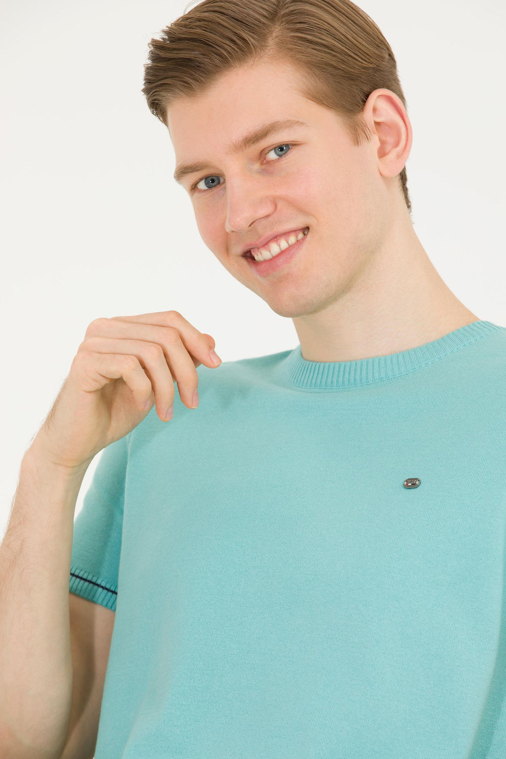 Трикотаж мужской U. S. Polo Assn с круглым вырезом мятный из хлопка с полиамидом - U.s. polo assn фото 16
