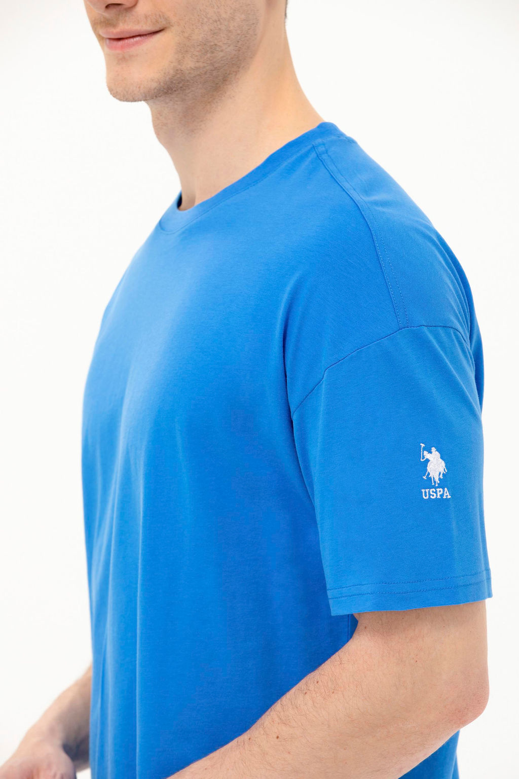 Erkek Saks Oversize Bisiklet Yaka Ti__rt