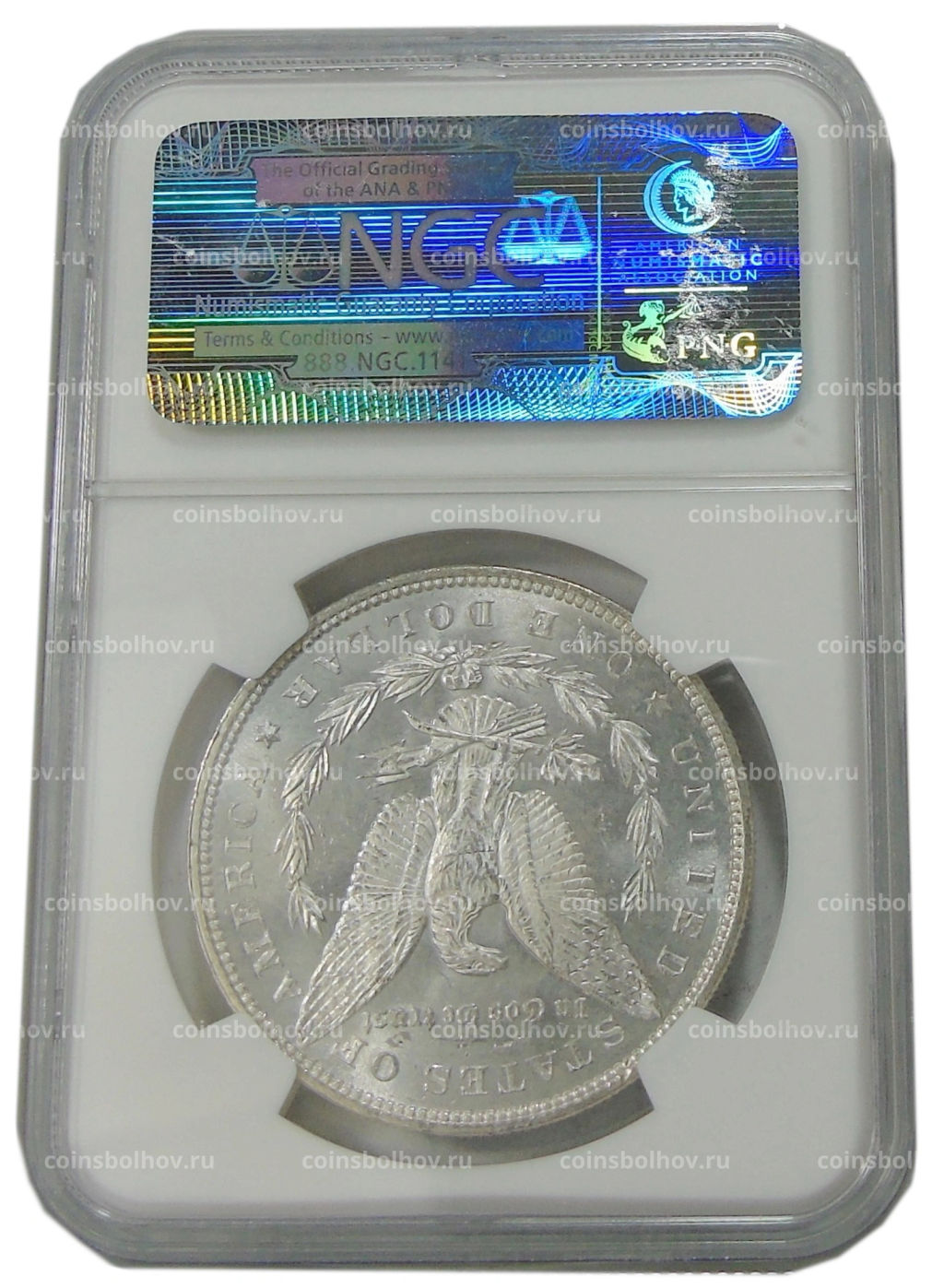 1 доллар 1887 года США Доллар Моргана (в слабе NGC MS 63)
