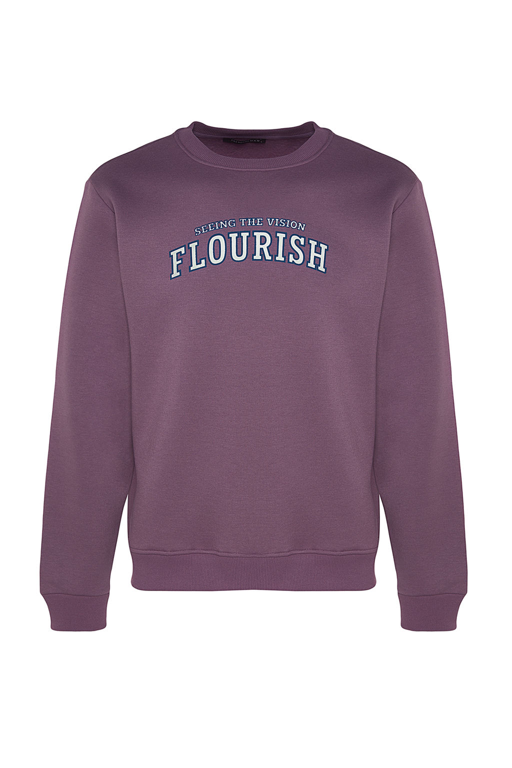 TRENDYOL MAN Lila Regular/Normal Kesim Yaz? Bask?l? Ici Polar/S?cak Tutan Sweatshirt TMNAW24SW00188 - Trendyolmilla фото 6