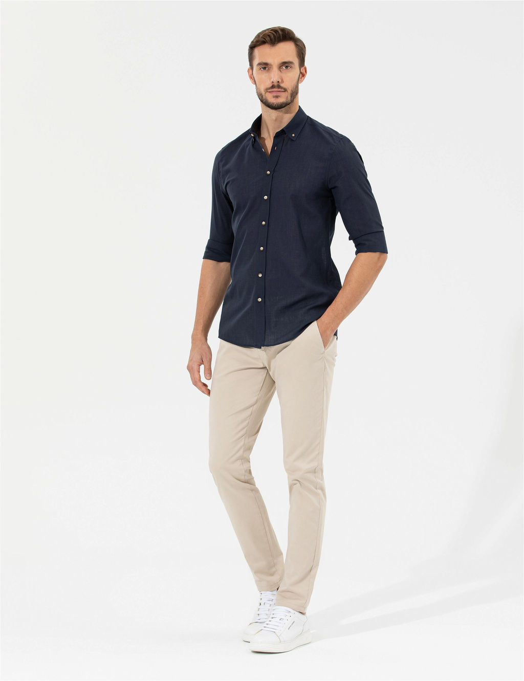 Bej Slim Fit Kanvas Pantolon - Pierre cardin фото 3