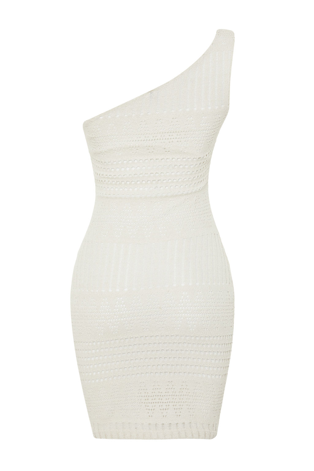 TRENDYOLMILLA Ekru Triko Gorunumlu Bodycone/Vucuda Oturan Tek Kol Mini Esnek Orme Kalem Elbise TWOSS24EL00572 фото 8