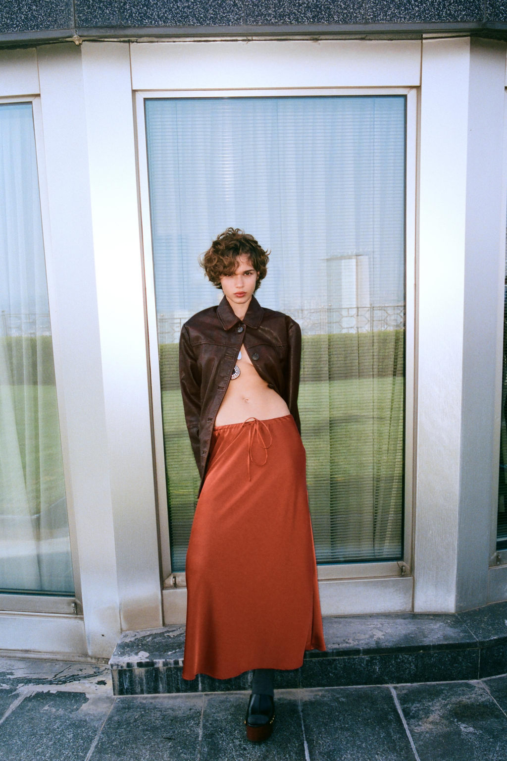 SATIN MIDI SKIRT