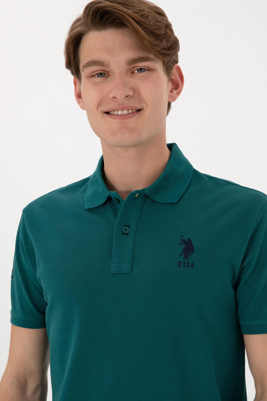 Erkek Slim Fit Polo Yaka Koyu Ye_il Basic Ti__rt Sepette S_rpriz _ndirim - U.s. polo assn фото 10