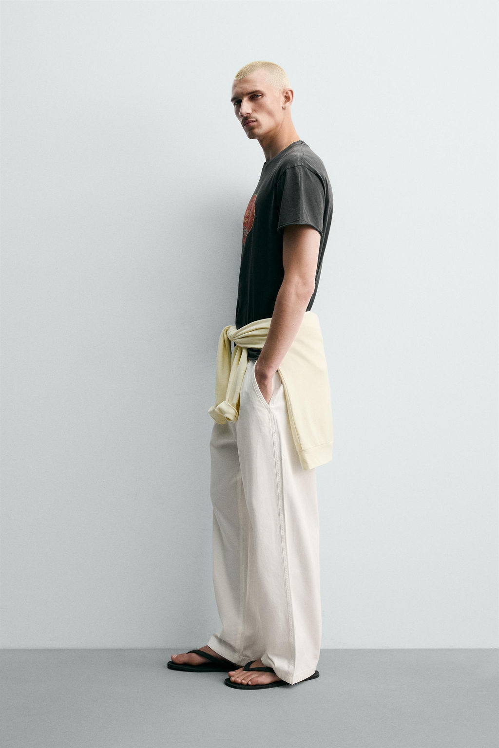 PANTAL?N RELAXED FIT ESPIGA / Blanco