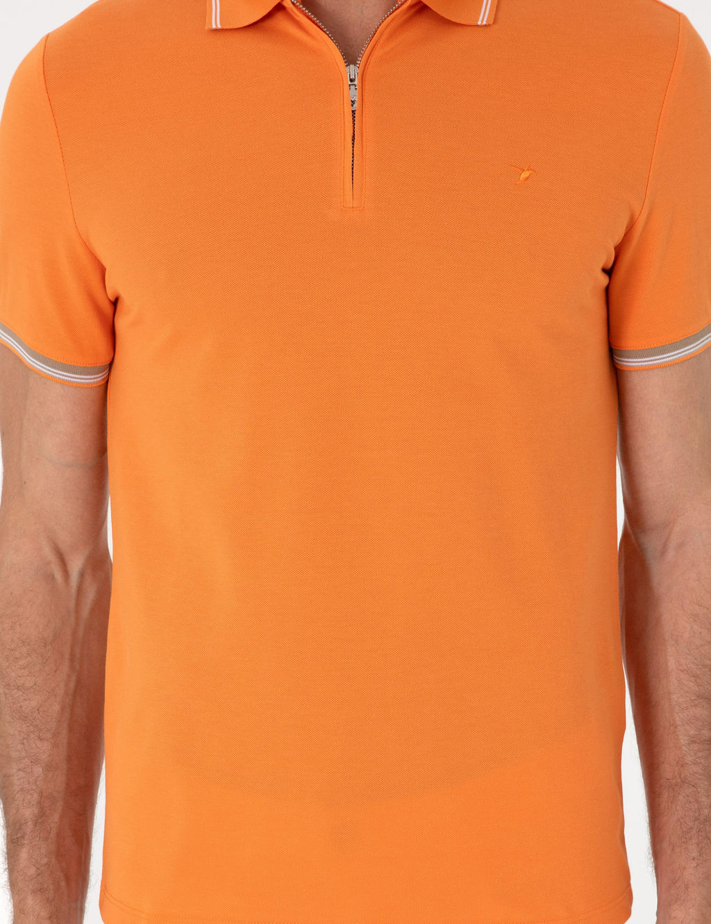 Turuncu Slim Fit %100 Pamuk Fermuarl_ Polo Yaka T-shirt - Cacharel фото 6