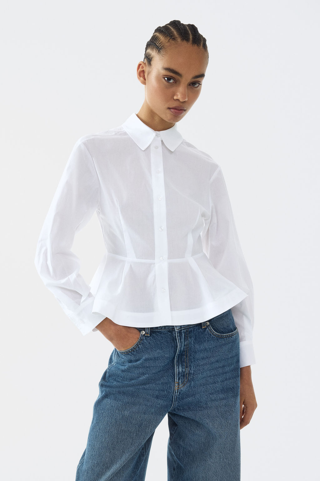 Poplin peplum shirt - H&m фото 3