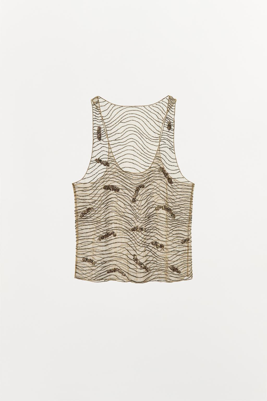 BEADED EMBROIDERED TULLE TOP - Zara фото 5