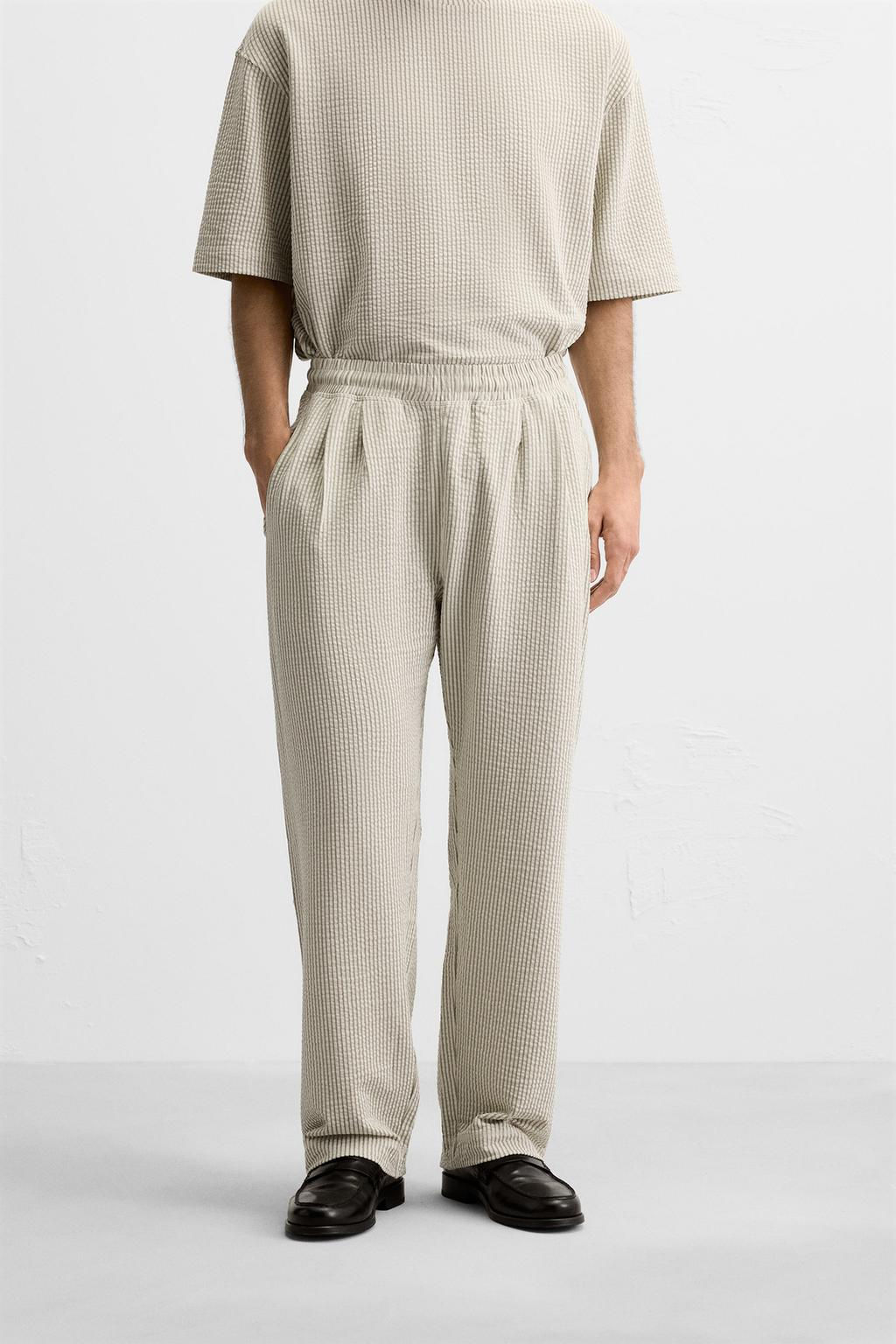 SEERSUCKER TROUSERS WITH PLEATS - Zara фото 2