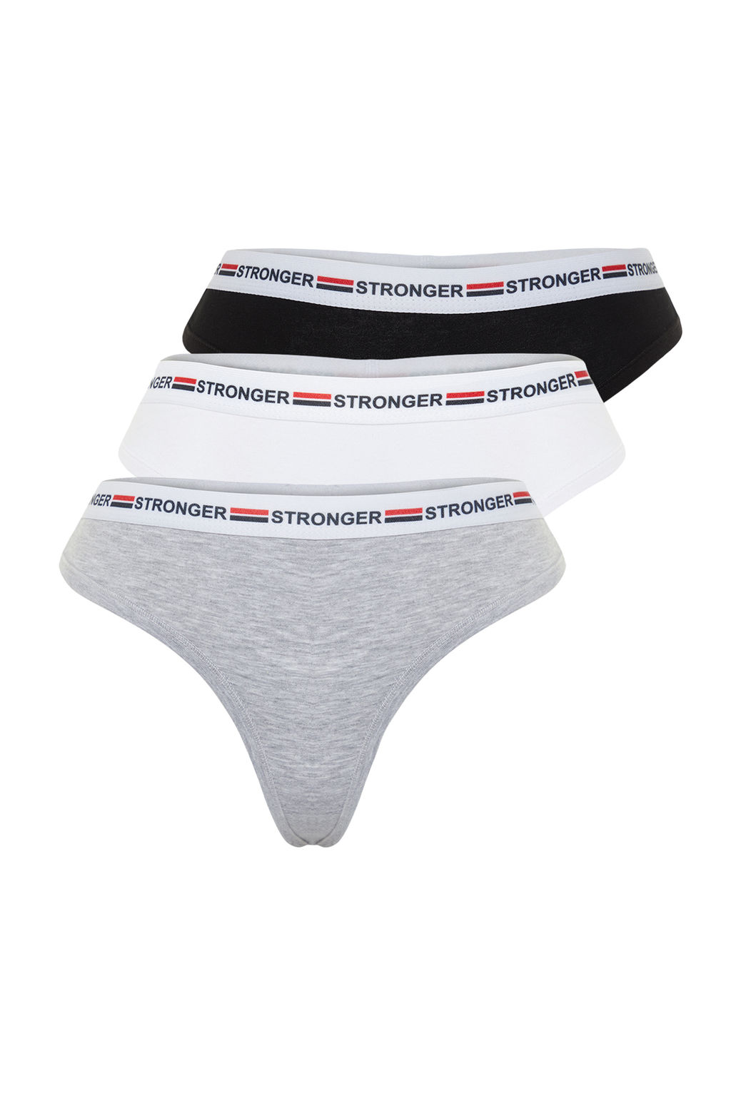 Trendyolmilla Siyah-Cok Renkli 3lu Paket Pamuklu Slogan Lastik Detayl? Tanga Orme Kulot THMSS24KU00006  фото 8