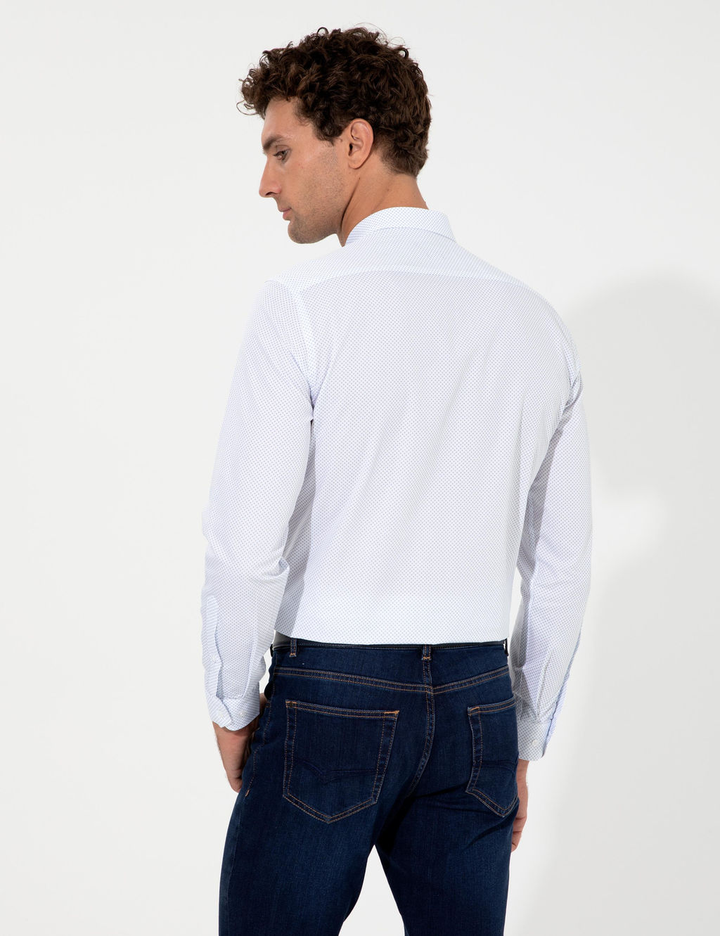 Синяя зауженная рубашка с длинным рукавом - Cacharel фото 5