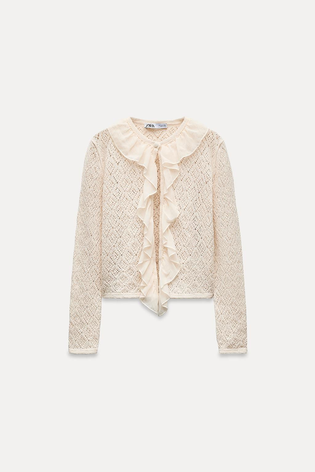 POINTELLE KNIT CARDIGAN WITH RUFFLES - Zara фото 3