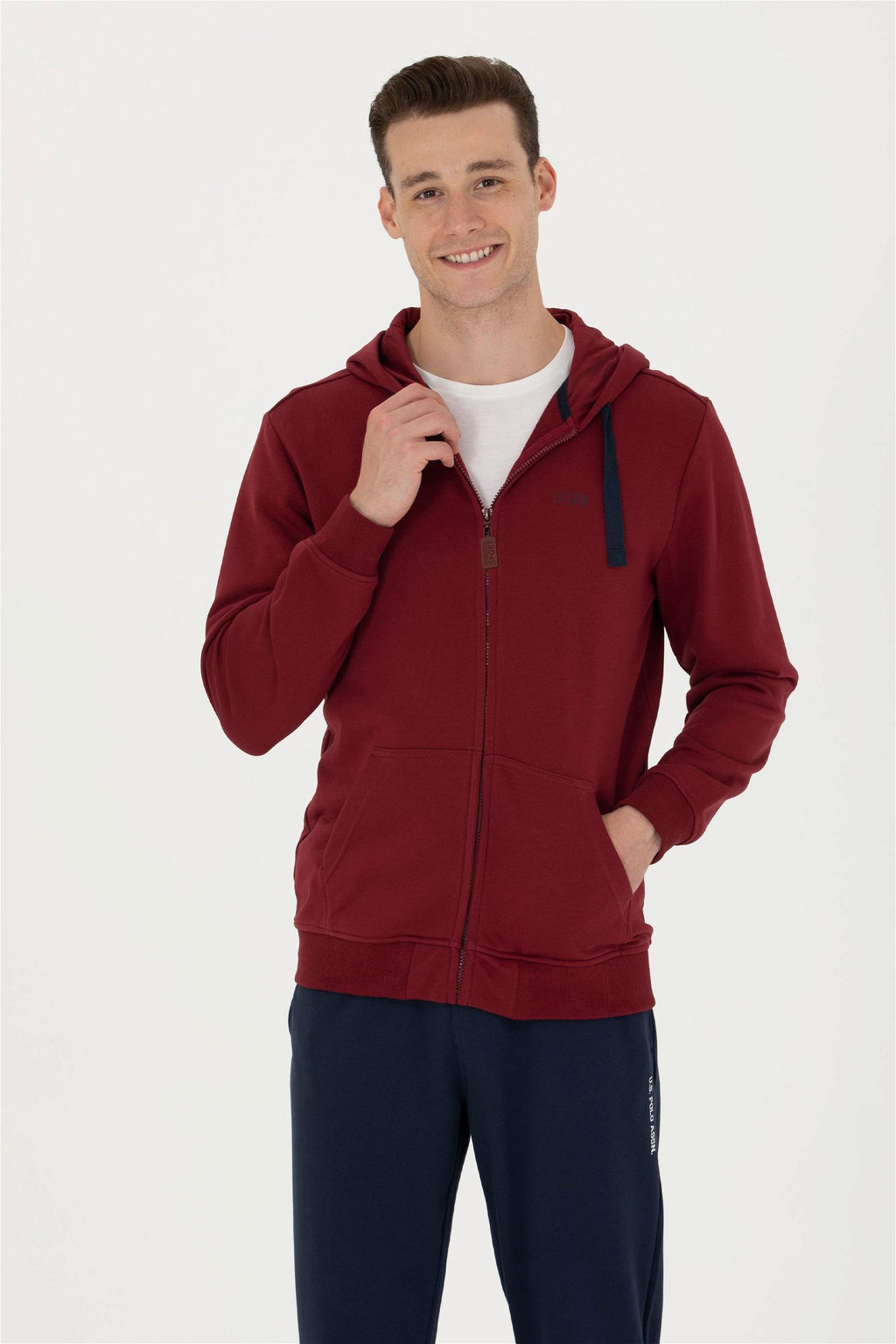 U. S. Polo Assn Мужской бордовый вязаный кардиган с капюшоном - U.s. polo assn фото 10