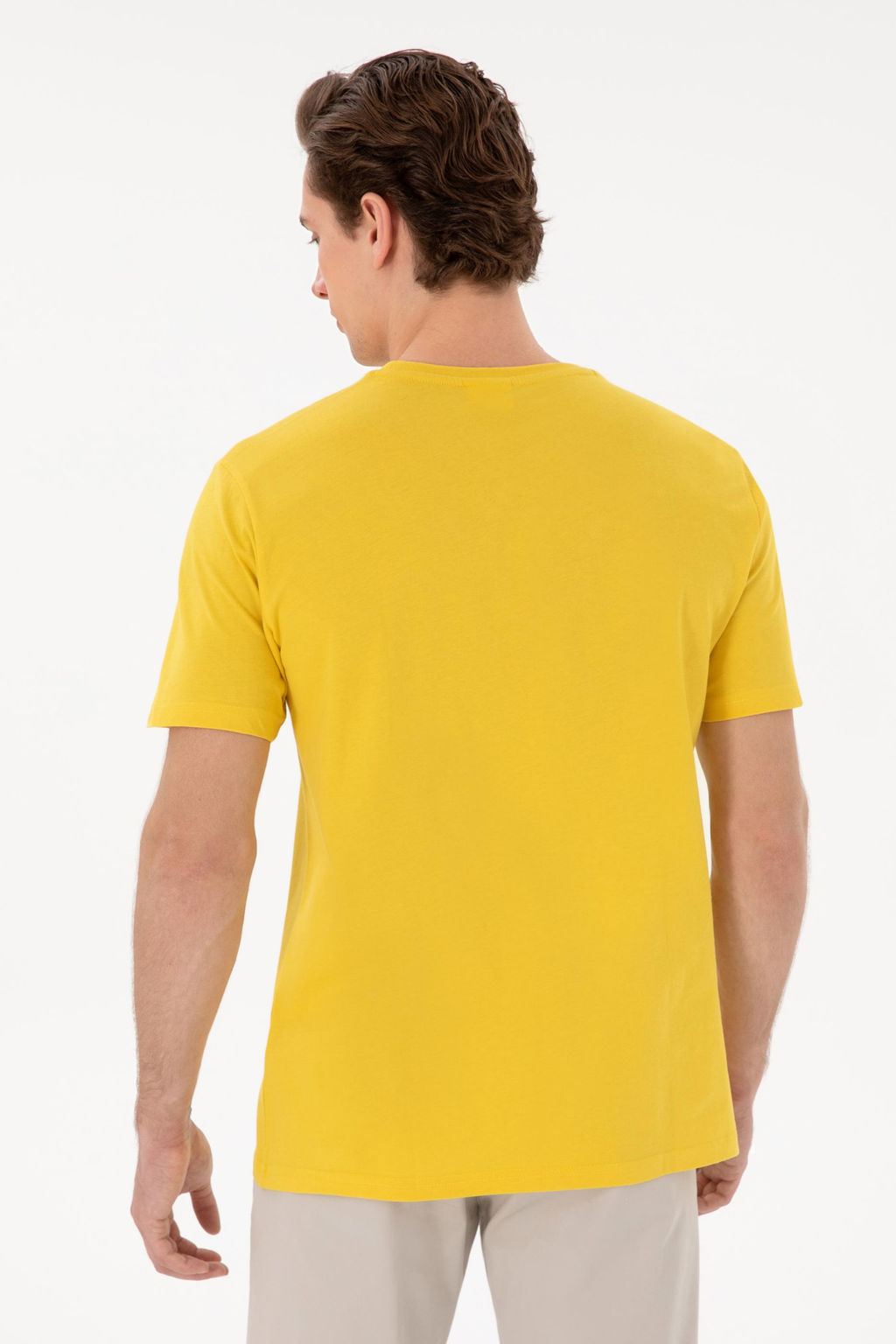 Erkek Regular Fit Bisiklet Yaka Koyu Sar_ Basic Ti__rt Sepette S_rpriz _ndirim - U.s. polo assn фото 5