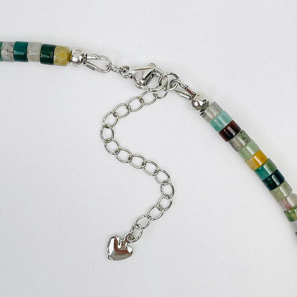 Чокер из Мохового агата и Розового кварца