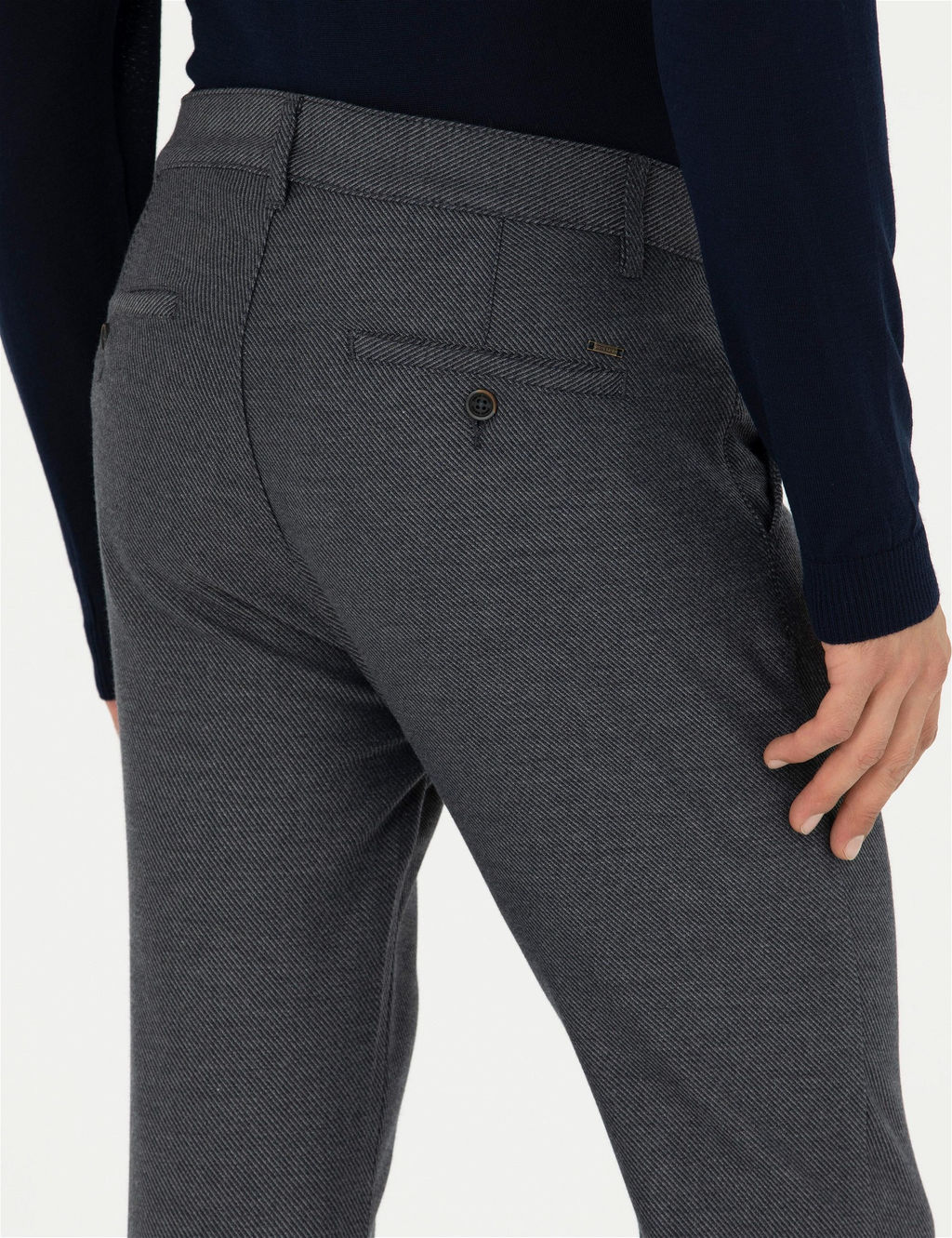 Lacivert Slim Fit Kanvas Pantolon